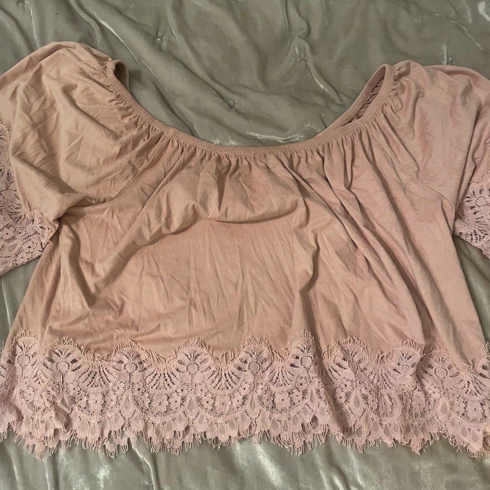 off the shoulder top with lace detail